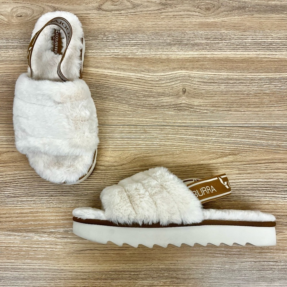 Kookaburra UGG Platform Slippers White/Tan - Size 8